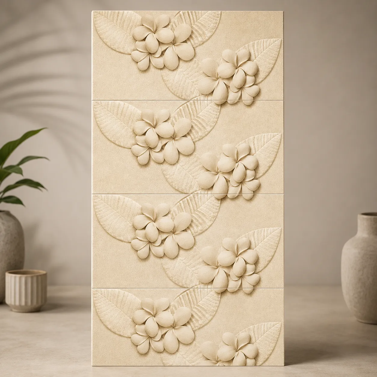 Ivory Floral Designer Bathroom Tiles - Image 2