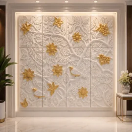 Floral Heritage Decorative Stone Mural