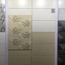 Ivory Floral Designer Bathroom Tiles